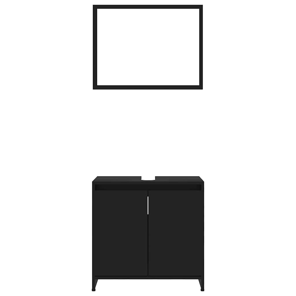 Set Koupelnového Nábytku Černý Dřevotříska