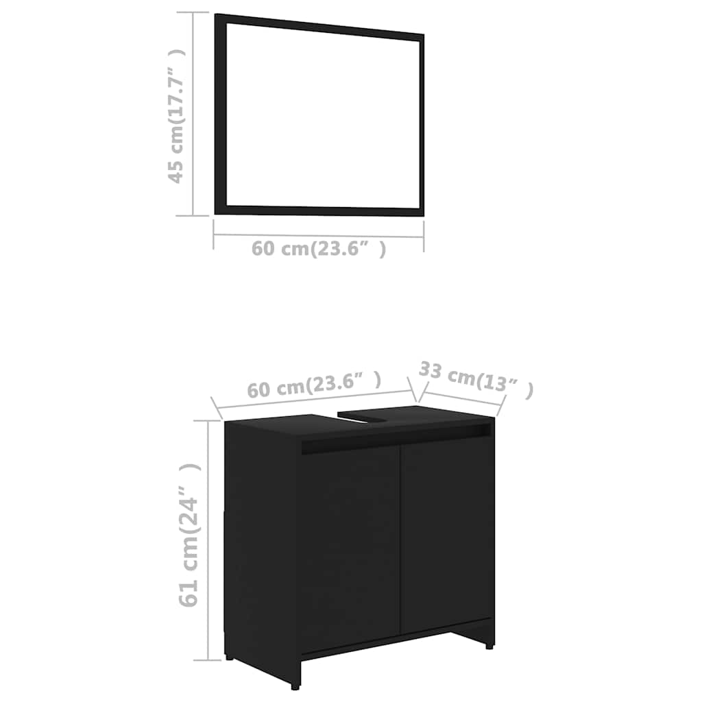 Set Koupelnového Nábytku Černý Dřevotříska