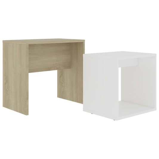 Set Konferenčních Stolků Bílý Sonoma Dub 48X30X45Cm Dřevotříska