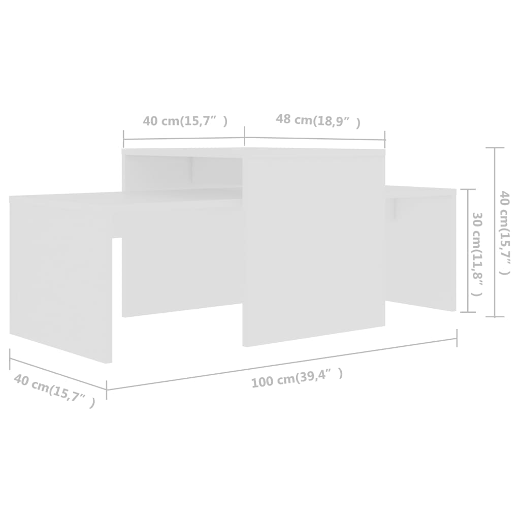 Set Konferenčních Stolků Bílý 100 X 48 X 40 Cm Kompozitní Dřevo