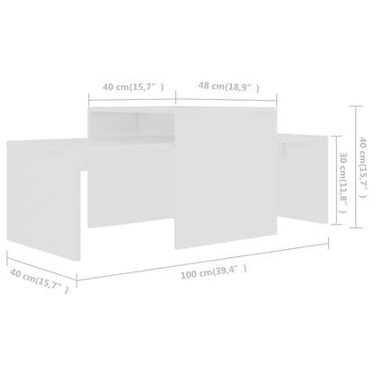 Set Konferenčních Stolků Bílý 100 X 48 X 40 Cm Kompozitní Dřevo