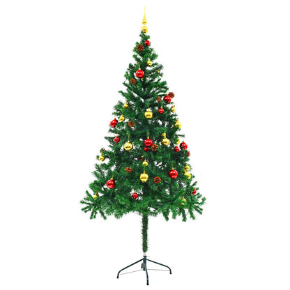 Vánoční Stromek S Led Osvětlením A Baňkami Zelený 180 Cm