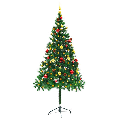 Vánoční Stromek S Led Osvětlením A Baňkami Zelený 180 Cm