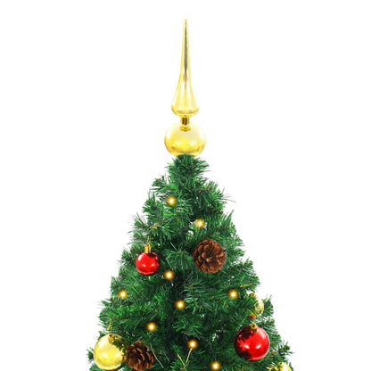 Vánoční Stromek S Led Osvětlením A Baňkami Zelený 180 Cm