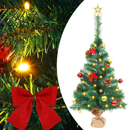 Vánoční Stromek S Led Osvětlením A Baňkami Zelený 64 Cm
