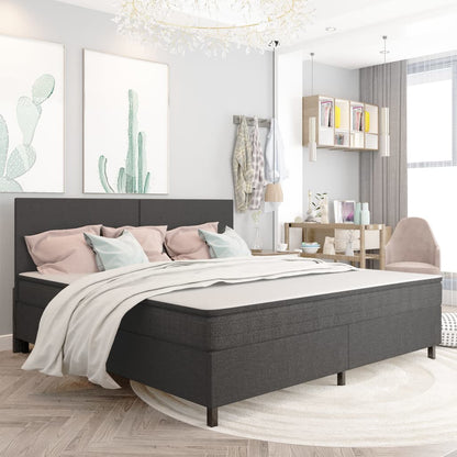 Postel Boxspring Tmavě Šedá Textil 200 X 200 Cm
