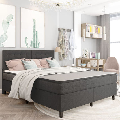 Postel Boxspring Tmavě Šedá Textil 160 X 200 Cm