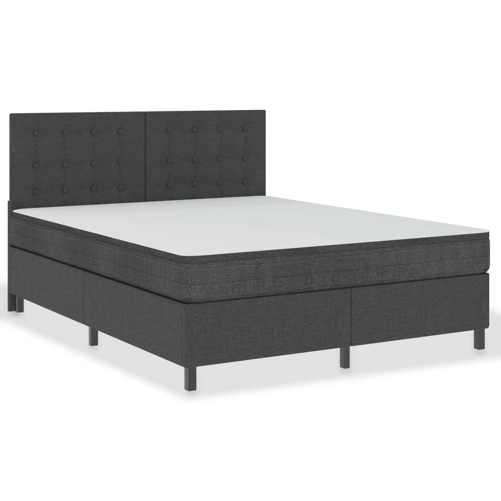 Postel Boxspring Tmavě Šedá Textil 180 X 200 Cm