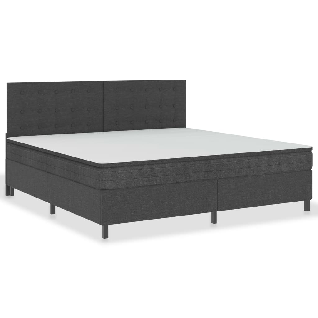 Postel Boxspring Tmavě Šedá Textil 200 X 200 Cm