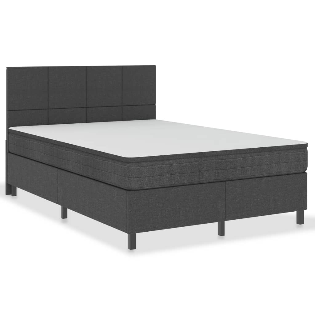 Postel Boxspring Tmavě Šedá Textil 140 X 200 Cm