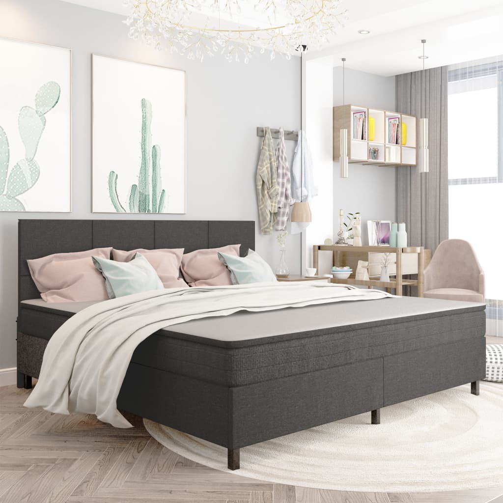 Postel Boxspring Tmavě Šedá Textil 200 X 200 Cm