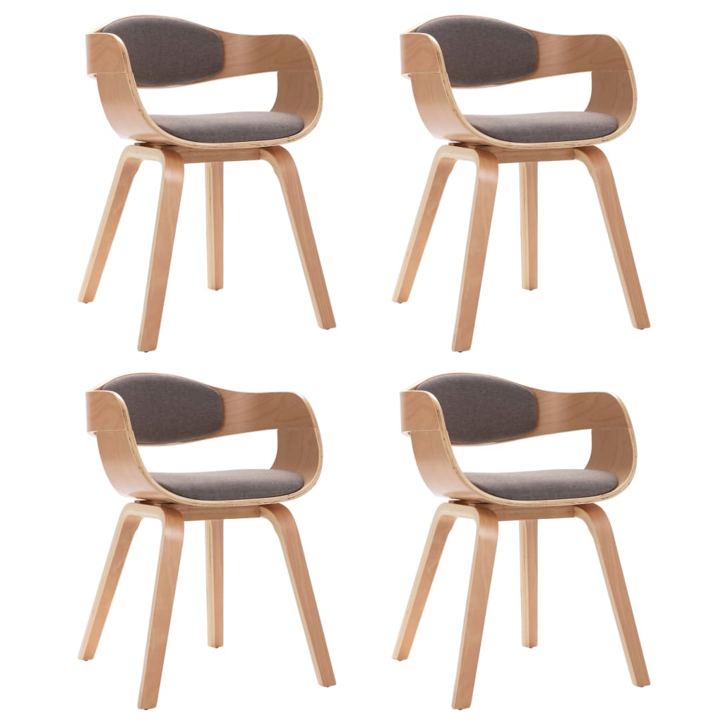 Jídelní Židle 4 Ks Ohýbané Dřevo A Taupe Textil