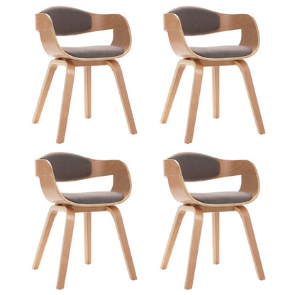 Jídelní Židle 4 Ks Ohýbané Dřevo A Taupe Textil