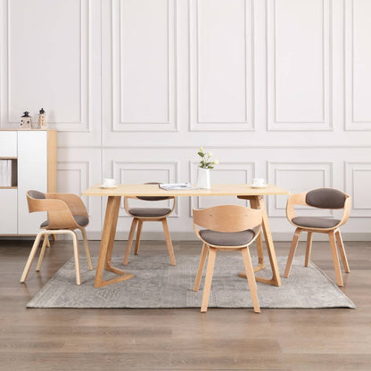 Jídelní Židle 4 Ks Ohýbané Dřevo A Taupe Textil