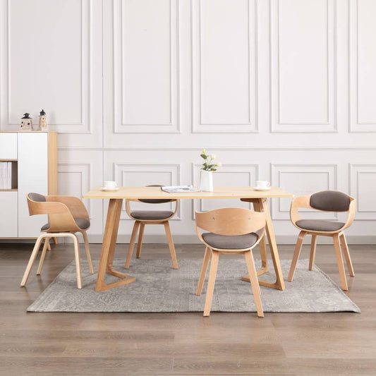 Jídelní Židle 4 Ks Ohýbané Dřevo A Taupe Textil