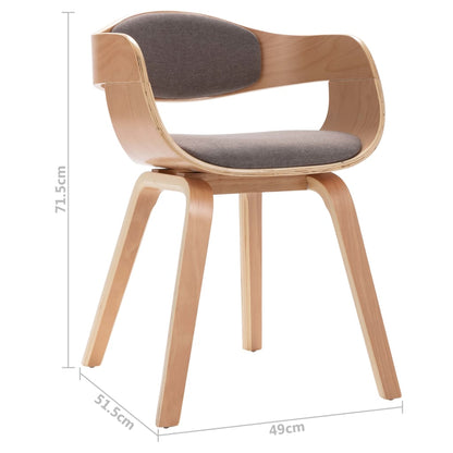 Jídelní Židle 6 Ks Ohýbané Dřevo A Taupe Textil