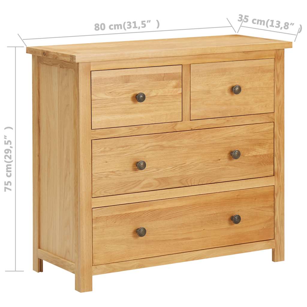 Komoda Se Zásuvkami 80 X 35 X 75 Cm Masivní Dubové Dřevo