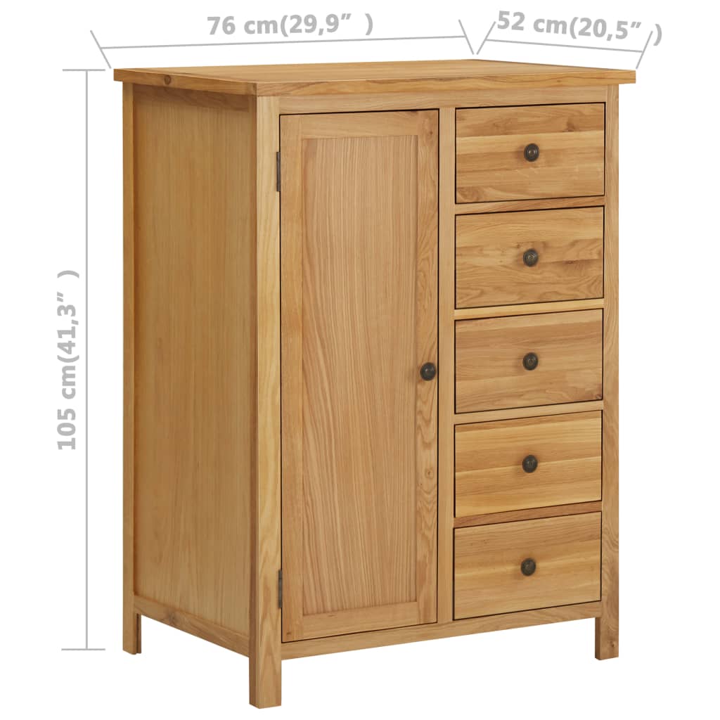 Šatní Skříň 76 X 52 X 105 Cm Masivní Dubové Dřevo