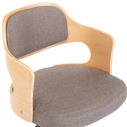 Otočná Kancelářská Židle Taupe Ohýbané Dřevo A Textil