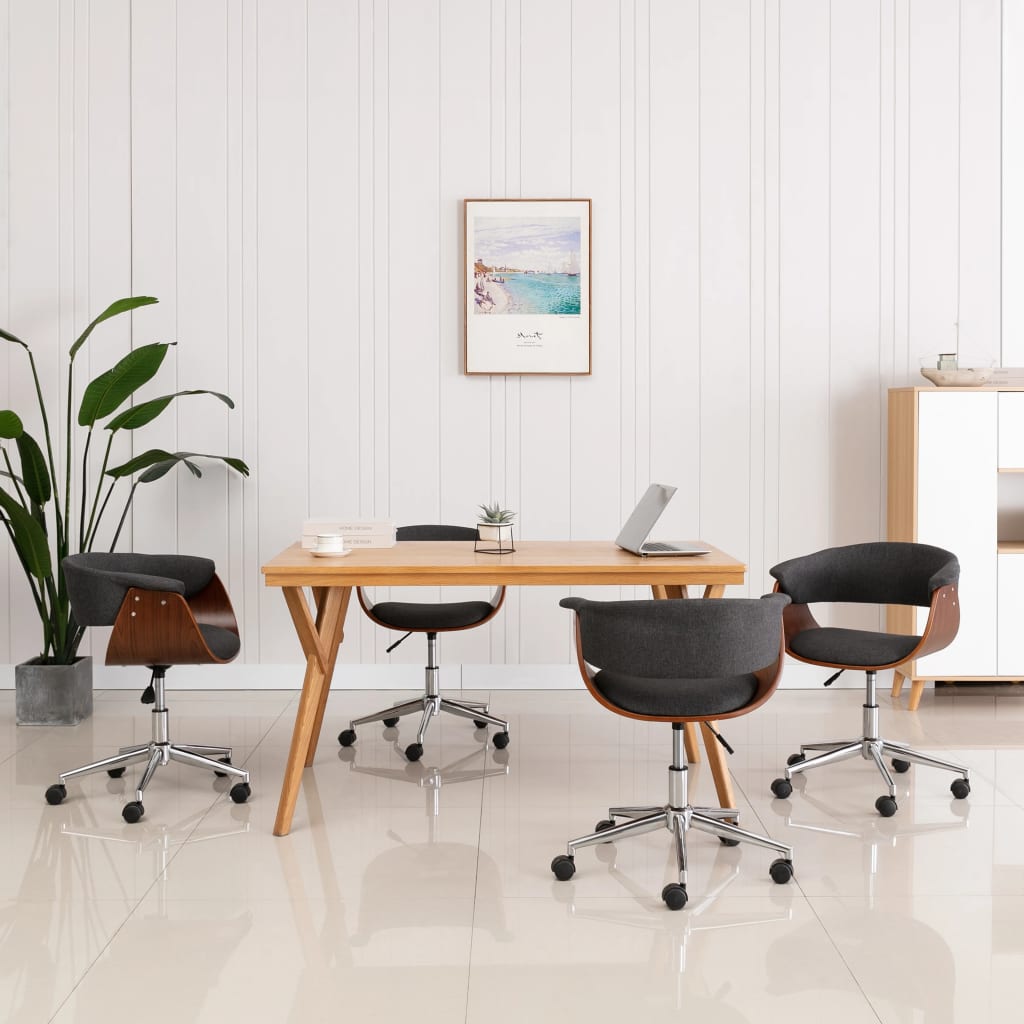 Otočná Jídelní Židle Černá Ohýbané Dřevo A Umělá Kůže