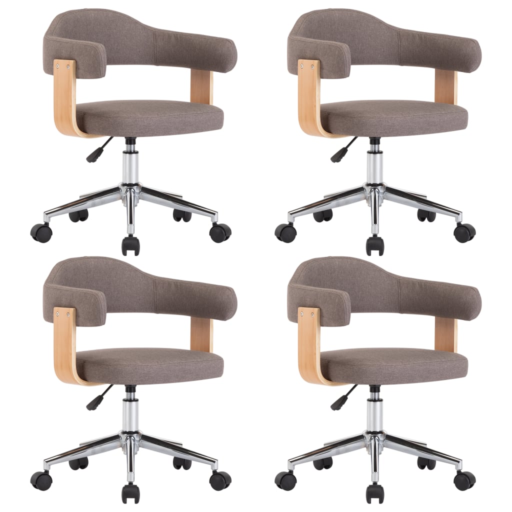 Otočné Jídelní Židle 4 Ks Taupe Ohýbané Dřevo A Textil