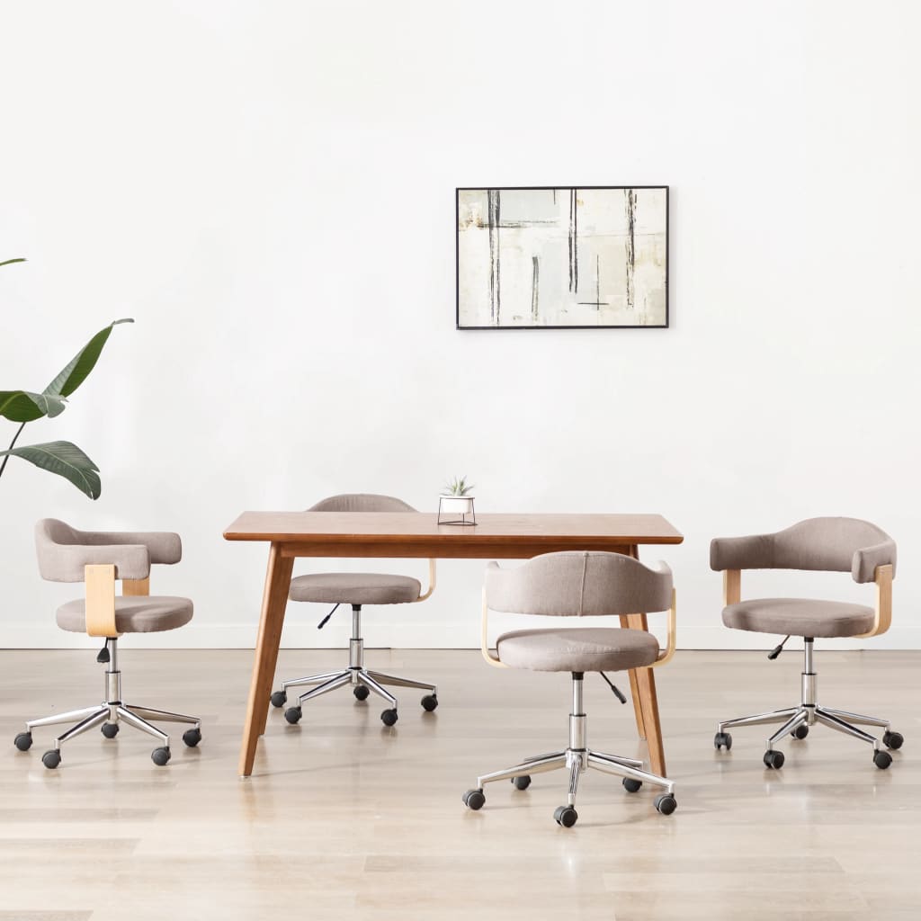 Otočné Jídelní Židle 4 Ks Taupe Ohýbané Dřevo A Textil