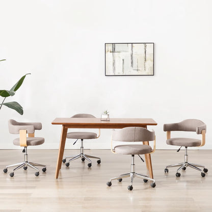 Otočné Jídelní Židle 4 Ks Taupe Ohýbané Dřevo A Textil