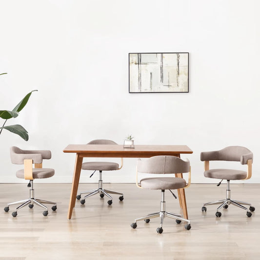 Otočné Jídelní Židle 4 Ks Taupe Ohýbané Dřevo A Textil