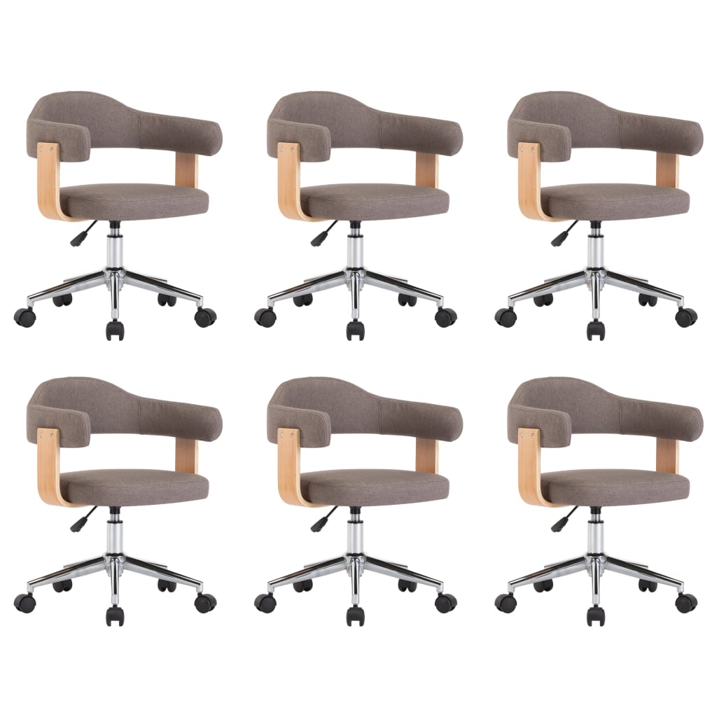 Otočné Jídelní Židle 6 Ks Taupe Ohýbané Dřevo A Textil