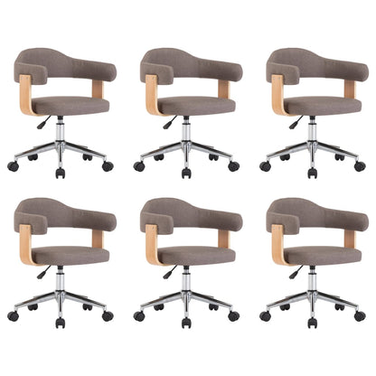 Otočné Jídelní Židle 6 Ks Taupe Ohýbané Dřevo A Textil