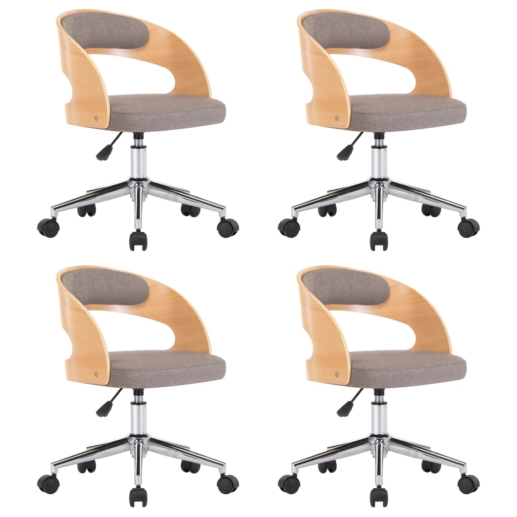Otočné Jídelní Židle 4 Ks Taupe Ohýbané Dřevo A Textil