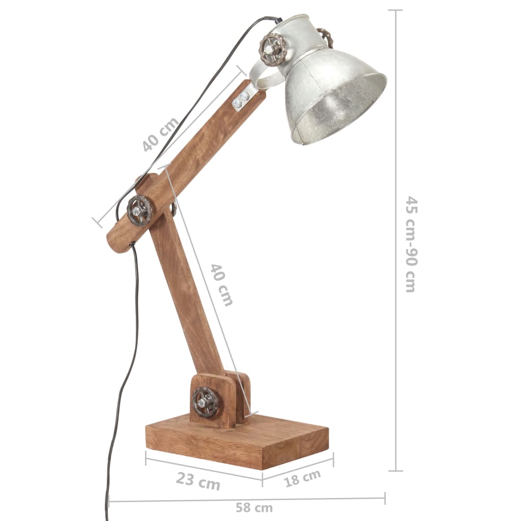 Industriální Stolní Lampa Stříbrná Kulatá 58 X 18 X 90 Cm E27