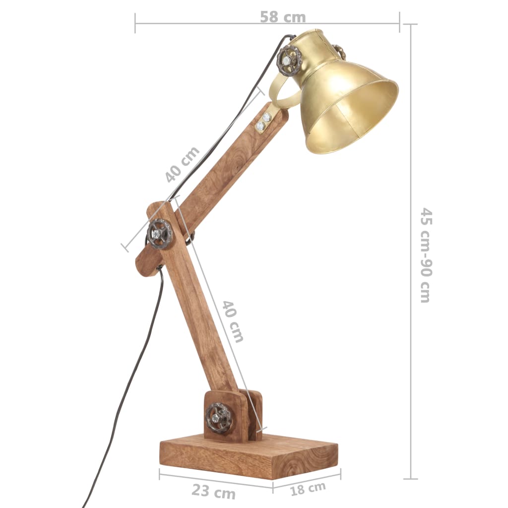 Industriální Stolní Lampa Mosazná Kulatá 58 X 18 X 90 Cm E27