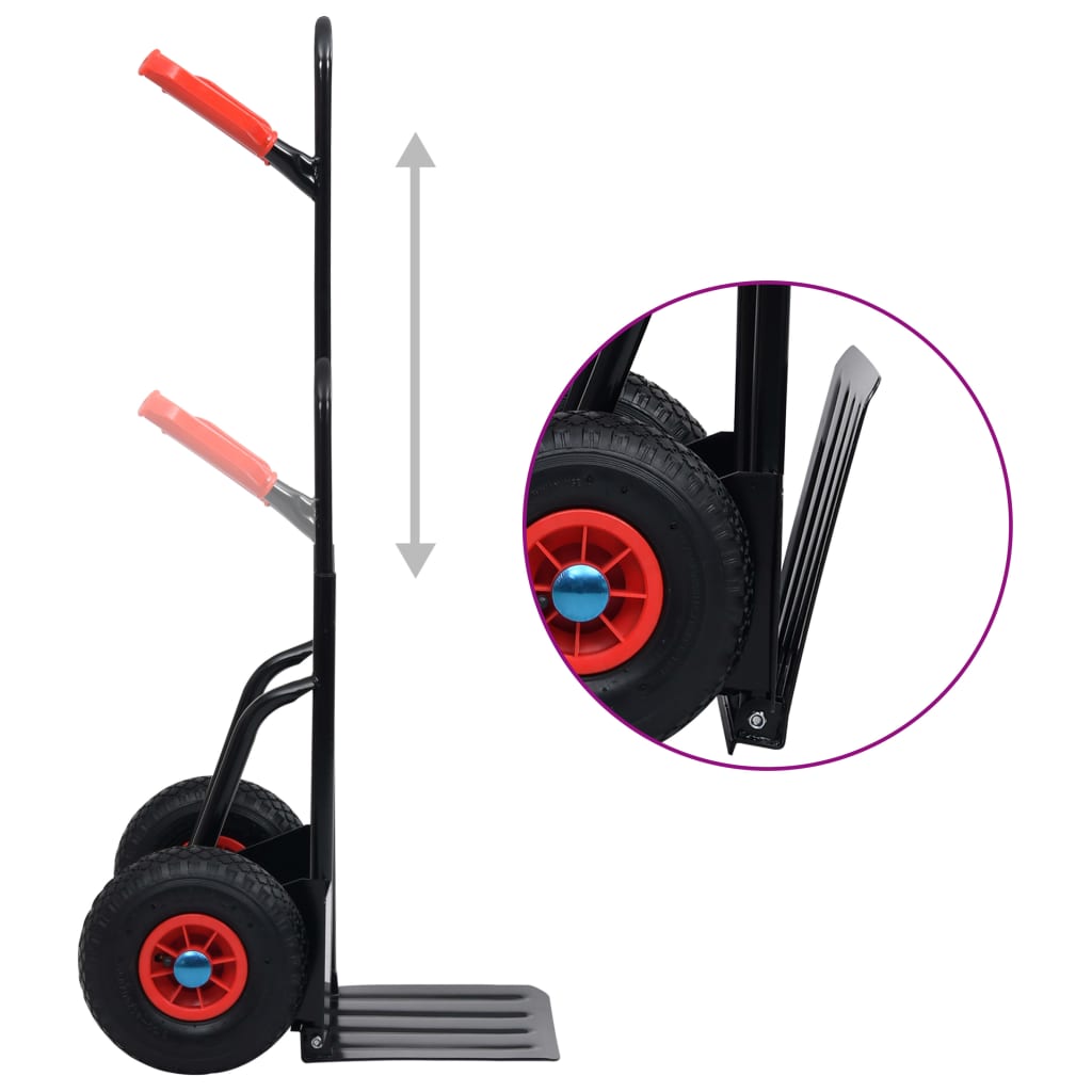 Teleskopický Ruční Vozík 200 Kg Černý A Červený