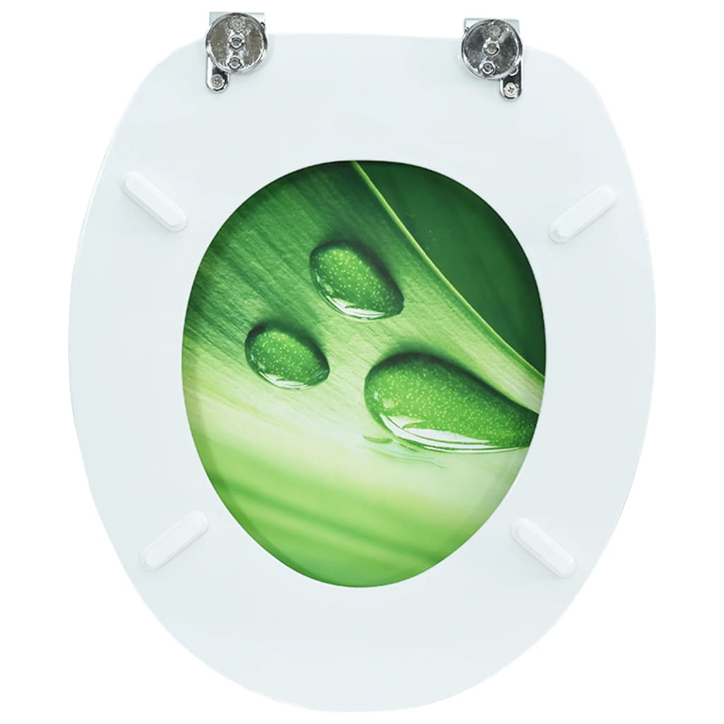 Wc Sedátko S Víkem Mdf Zelené Motiv Vodních Kapek