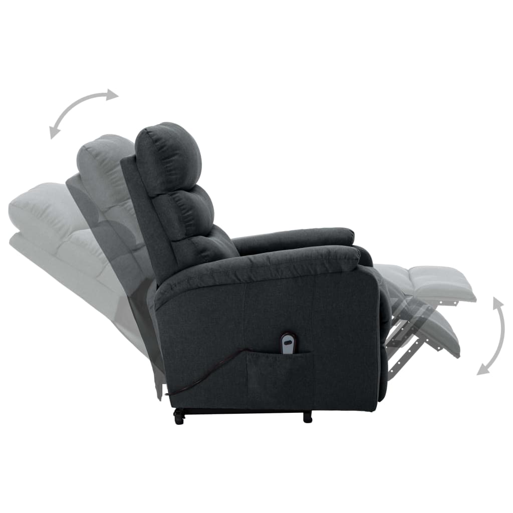 Zvedací Křeslo Tmavě Šedé Textil