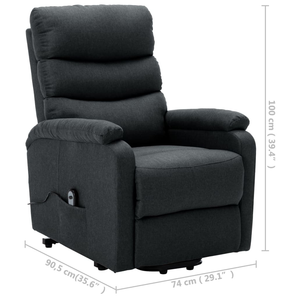 Zvedací Křeslo Tmavě Šedé Textil
