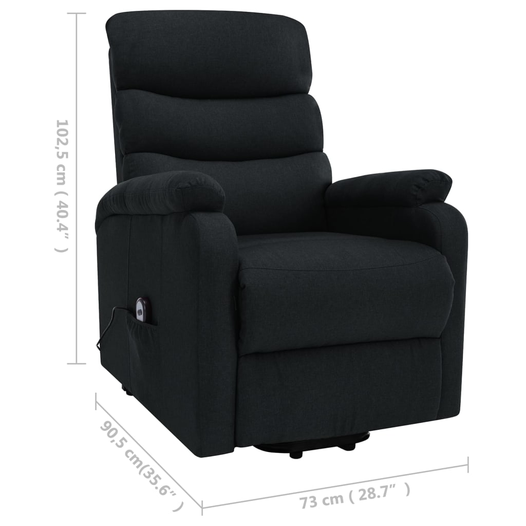 Zvedací Masážní Křeslo Černé Textil