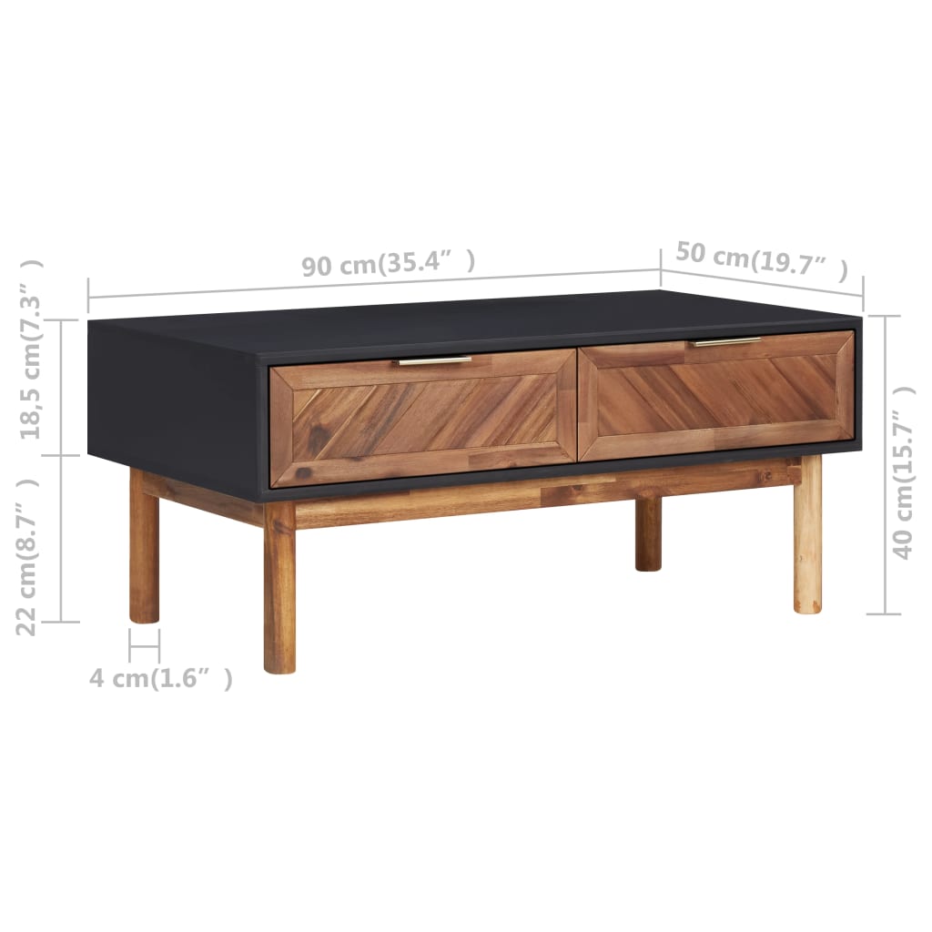 Konferenční Stolek 90 X 50 X 40 Cm Masivní Akáciové Dřevo A Mdf