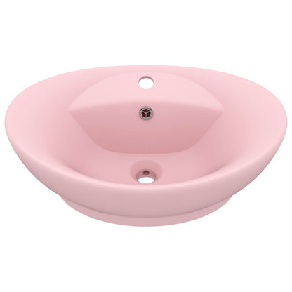 Luxusní Umyvadlo Přepad Oválné Matné Růžové 58,5X39 Cm Keramika