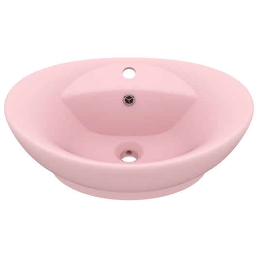 Luxusní Umyvadlo Přepad Oválné Matné Růžové 58,5X39 Cm Keramika