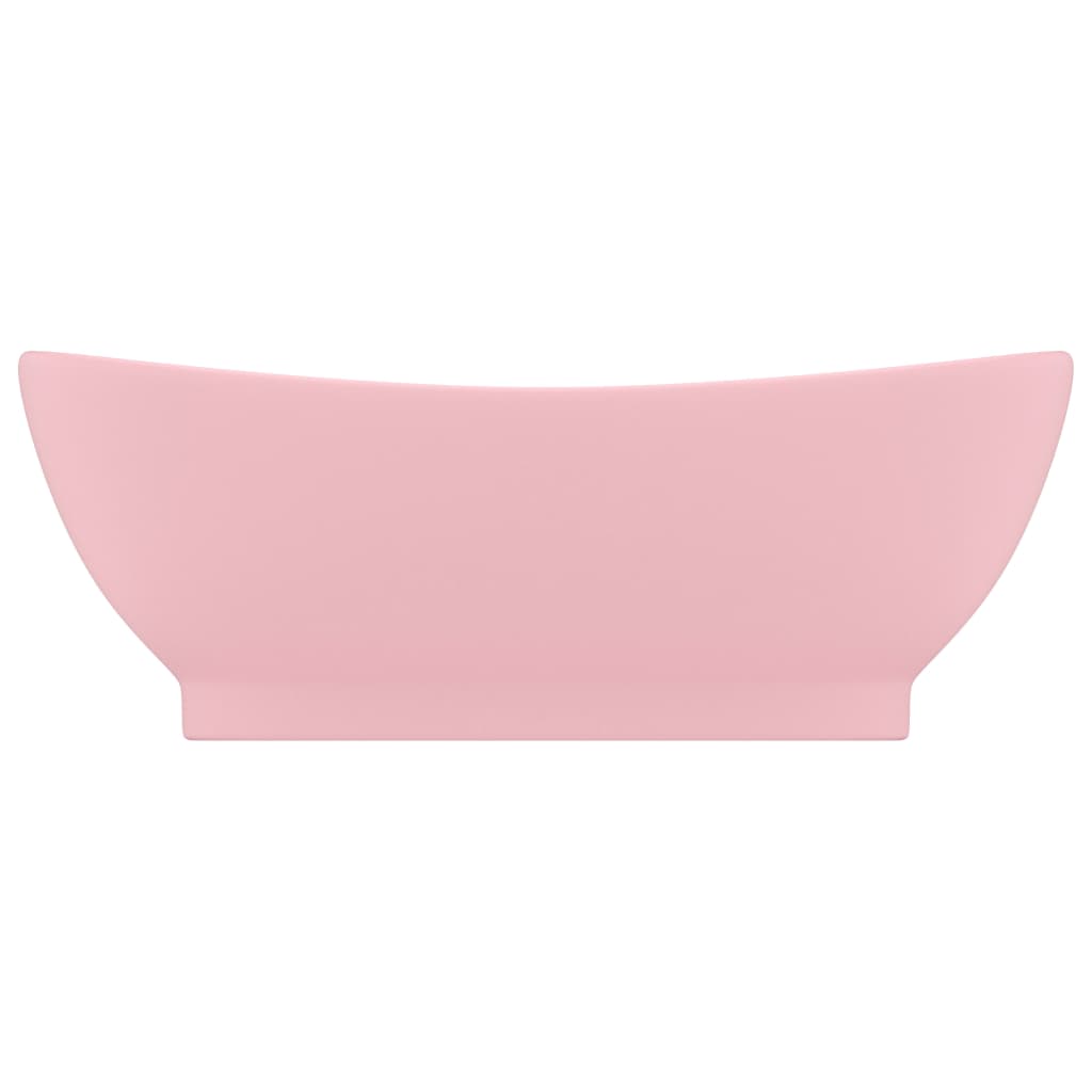 Luxusní Umyvadlo Přepad Oválné Matné Růžové 58,5X39 Cm Keramika