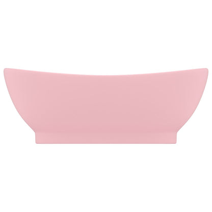 Luxusní Umyvadlo Přepad Oválné Matné Růžové 58,5X39 Cm Keramika