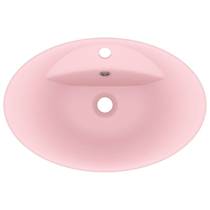 Luxusní Umyvadlo Přepad Oválné Matné Růžové 58,5X39 Cm Keramika