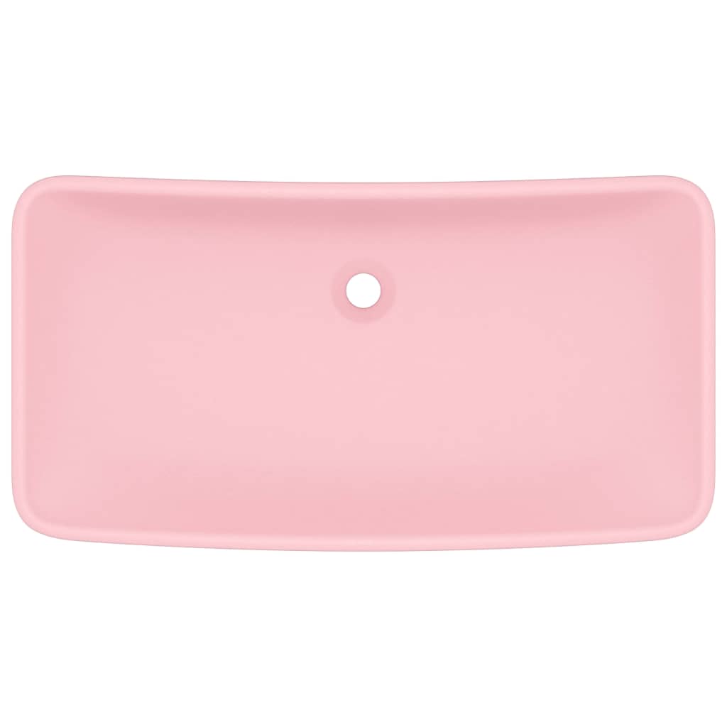 Luxusní Umyvadlo Obdélníkové Matné Růžové 71 X 38 Cm Keramické