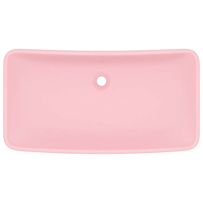 Luxusní Umyvadlo Obdélníkové Matné Růžové 71 X 38 Cm Keramické
