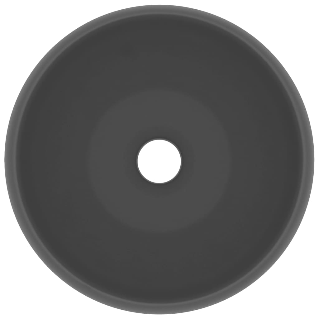 Luxusní Umyvadlo Kulaté Matné Tmavě Šedé 40 X 15 Cm Keramické