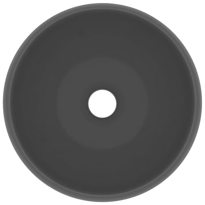 Luxusní Umyvadlo Kulaté Matné Tmavě Šedé 40 X 15 Cm Keramické