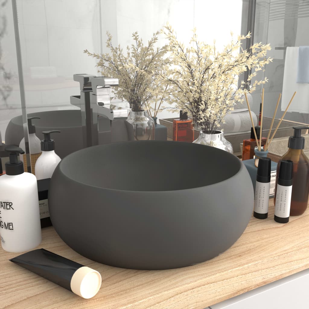 Luxusní Umyvadlo Kulaté Matné Světle Zelené 40X15 Cm Keramické
