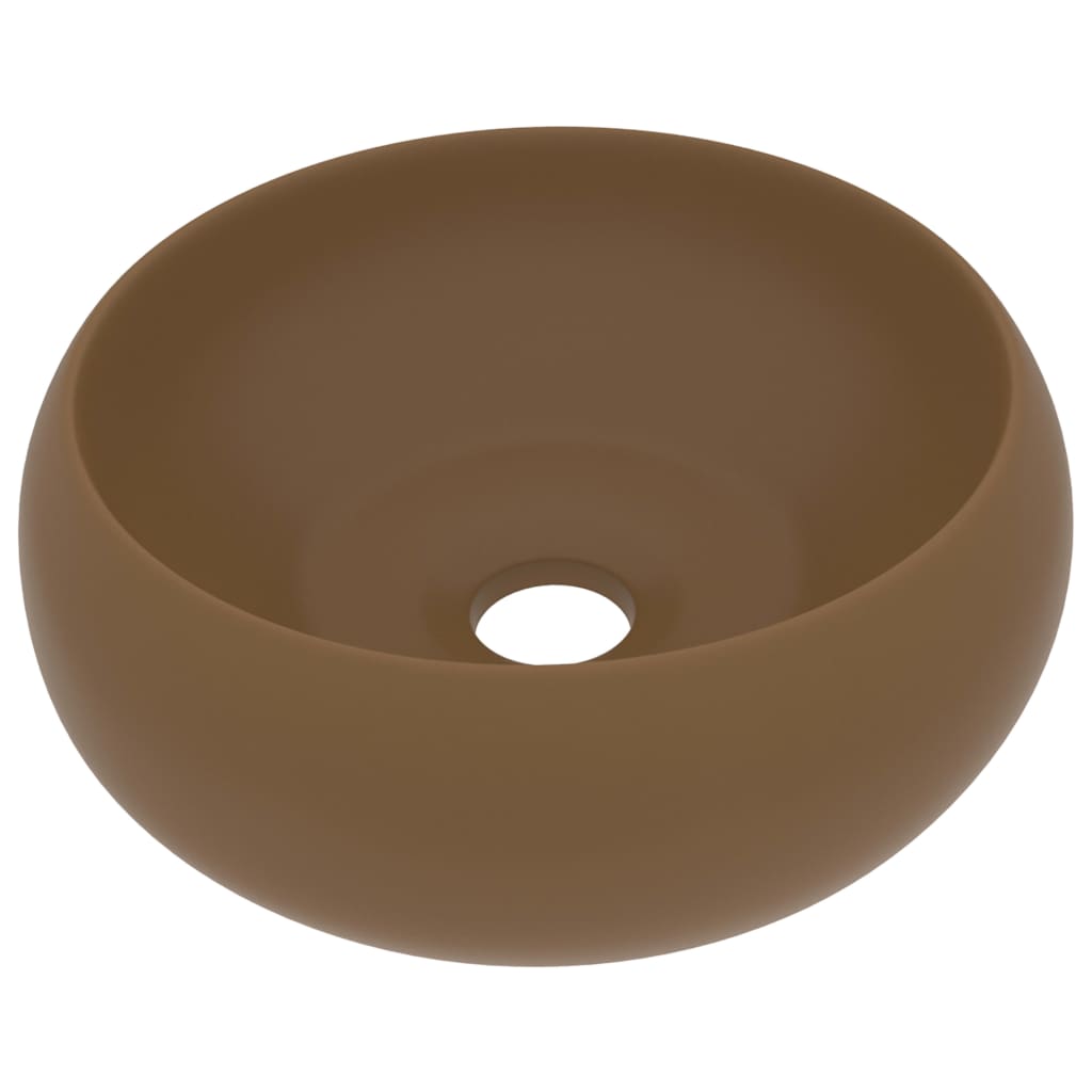 Luxusní Umyvadlo Kulaté Matné Krémové 40 X 15 Cm Keramické